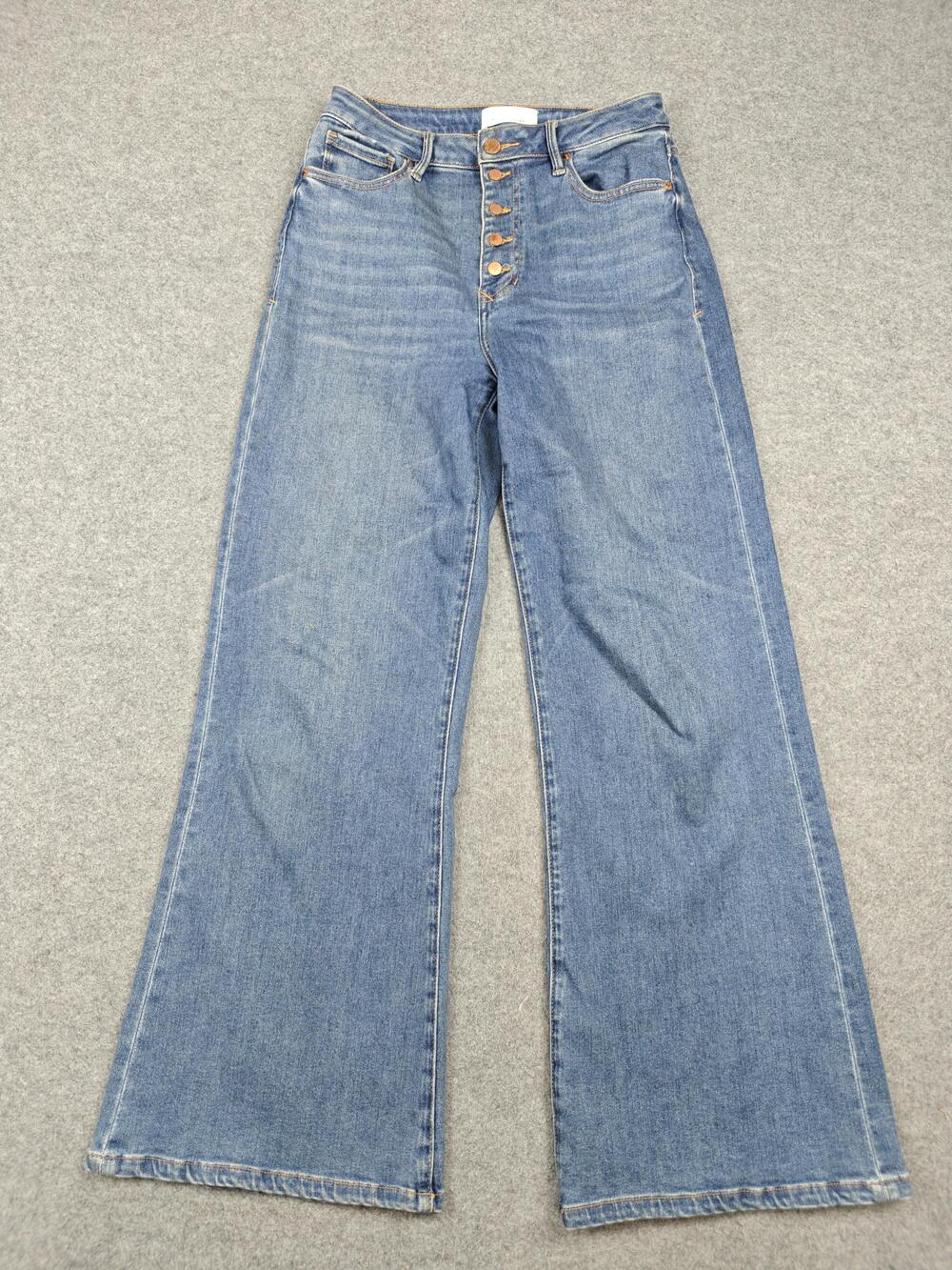 Dear John Flared Jeans Womens 28 Blue Medium Wash High Rise 34 Inseam Denim